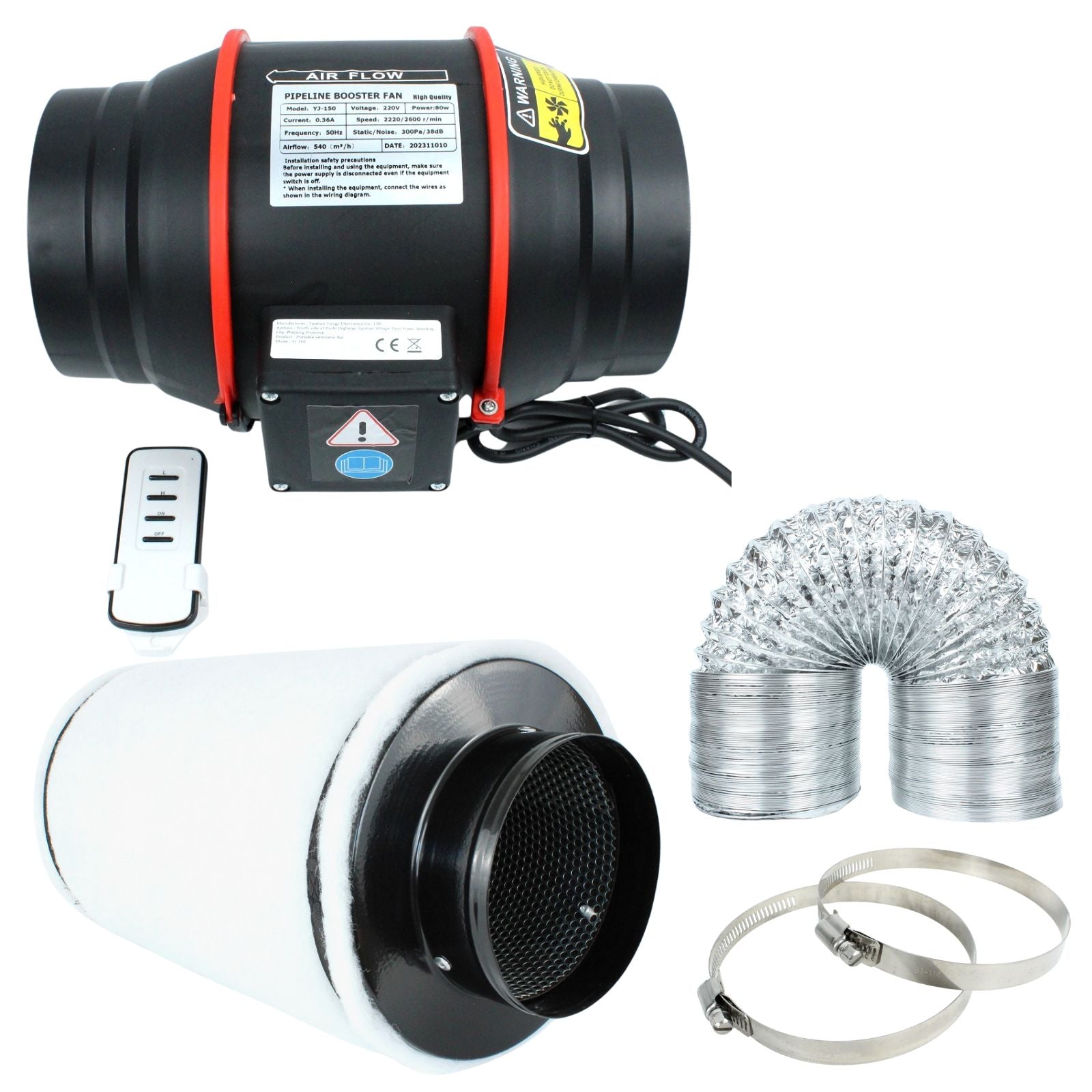 Abluft Set 150 mm Growbox